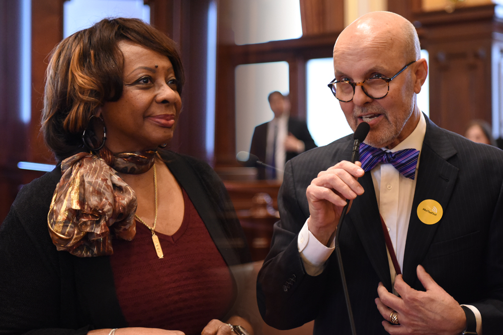 Sen. Mattier Hunter and Assistant Majority Leader Dave Koehler