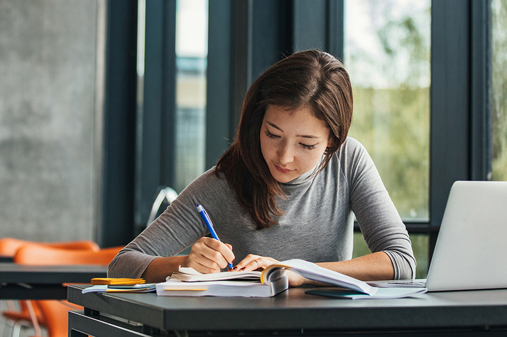 student studying