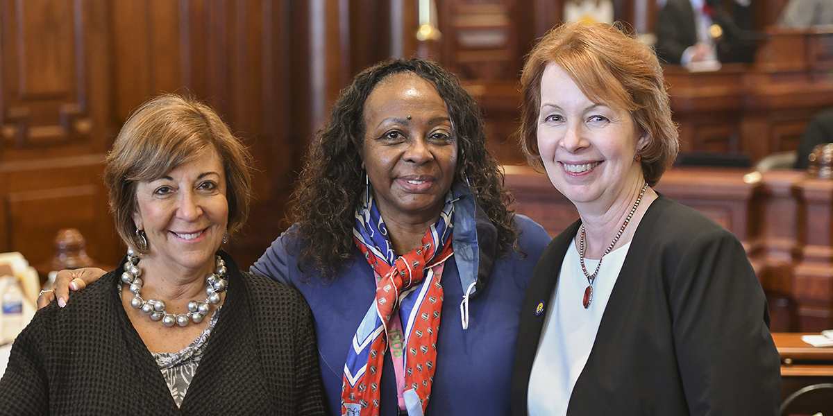 Sens. Feigenholtz, Hunter and Gillespie