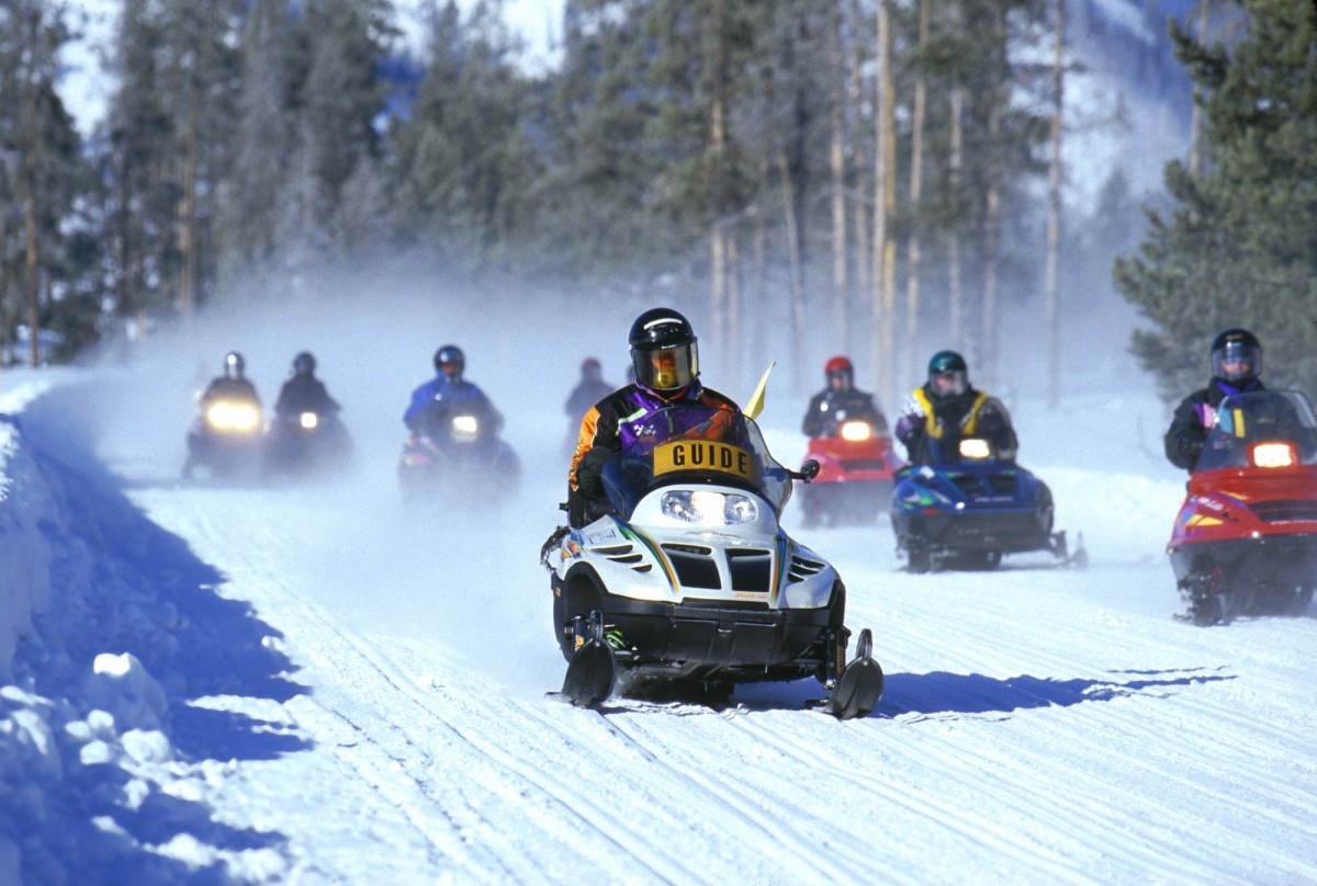 Snowmobiles winter Yellowstone