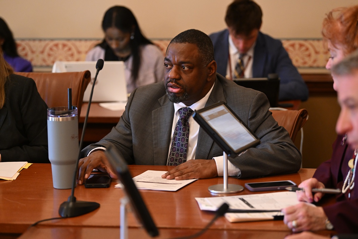 State Senator Emil Jones III in a committee