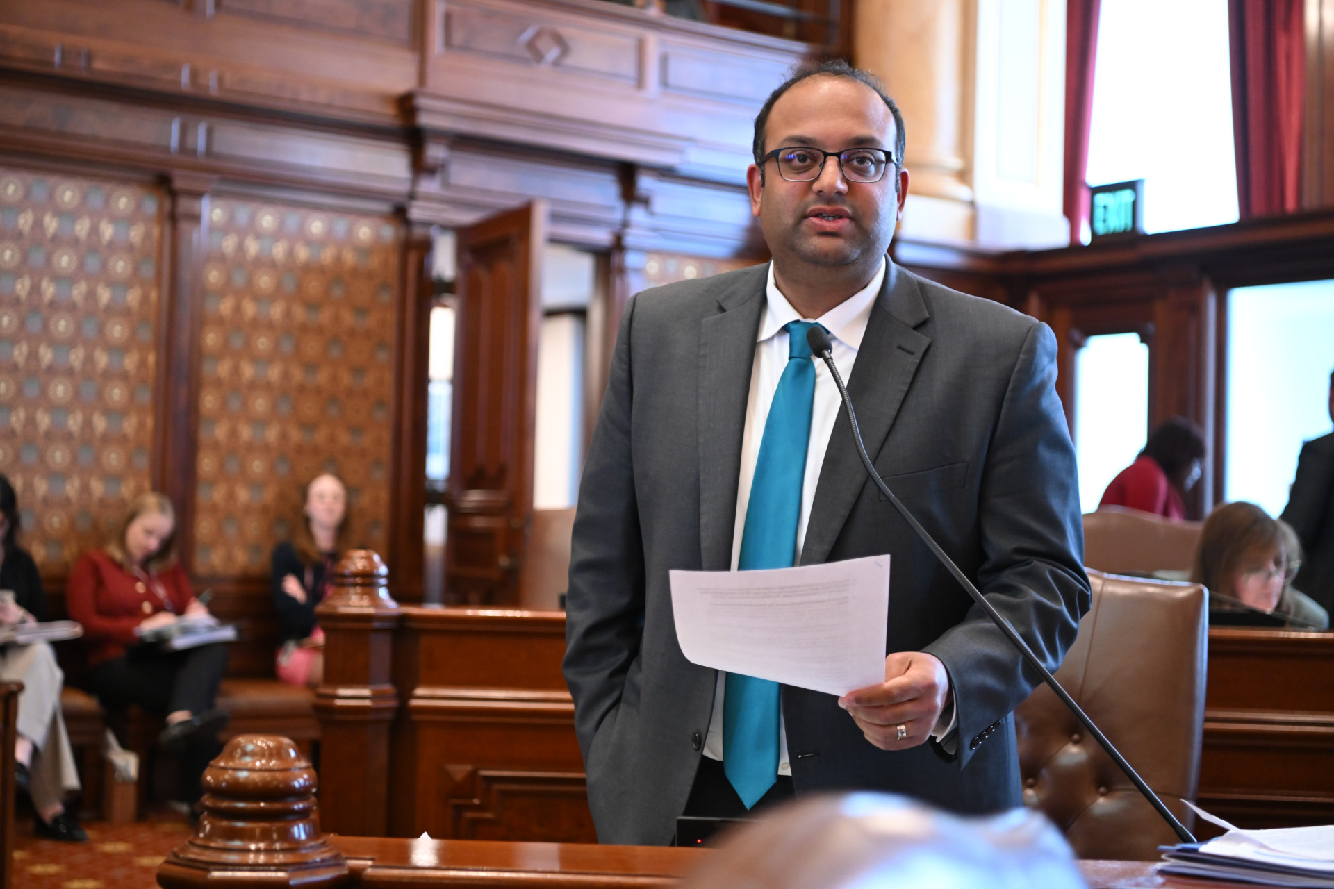 State Senator Ram Villivalam addresses the Illinois Senate.