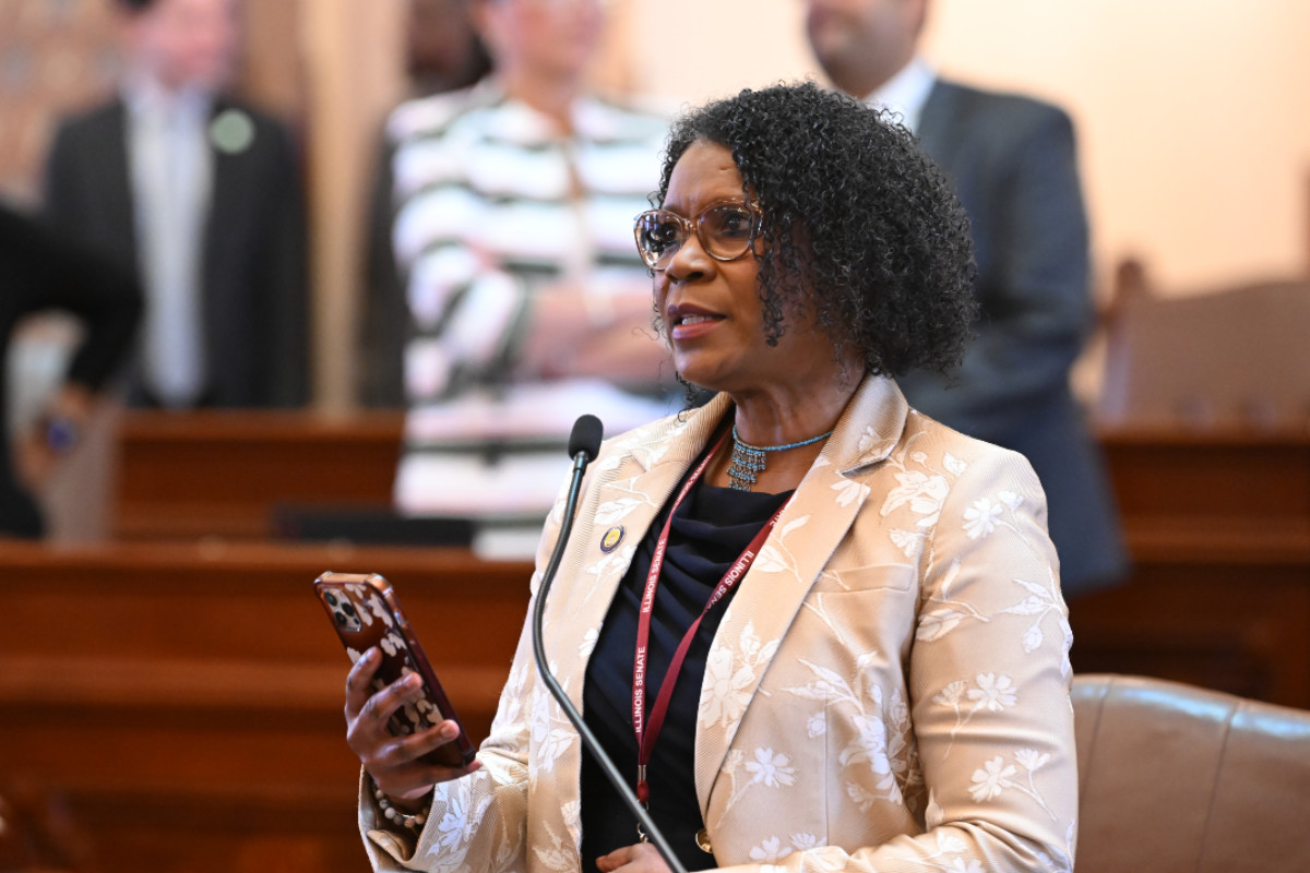 State Senator Adriane Johnson speaks on the Senate floor