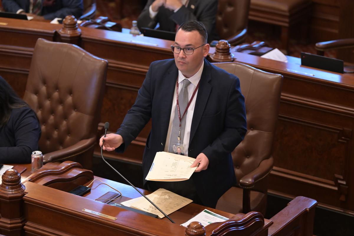 State Senator Mike Porfirio addresses the Illinois Senate
