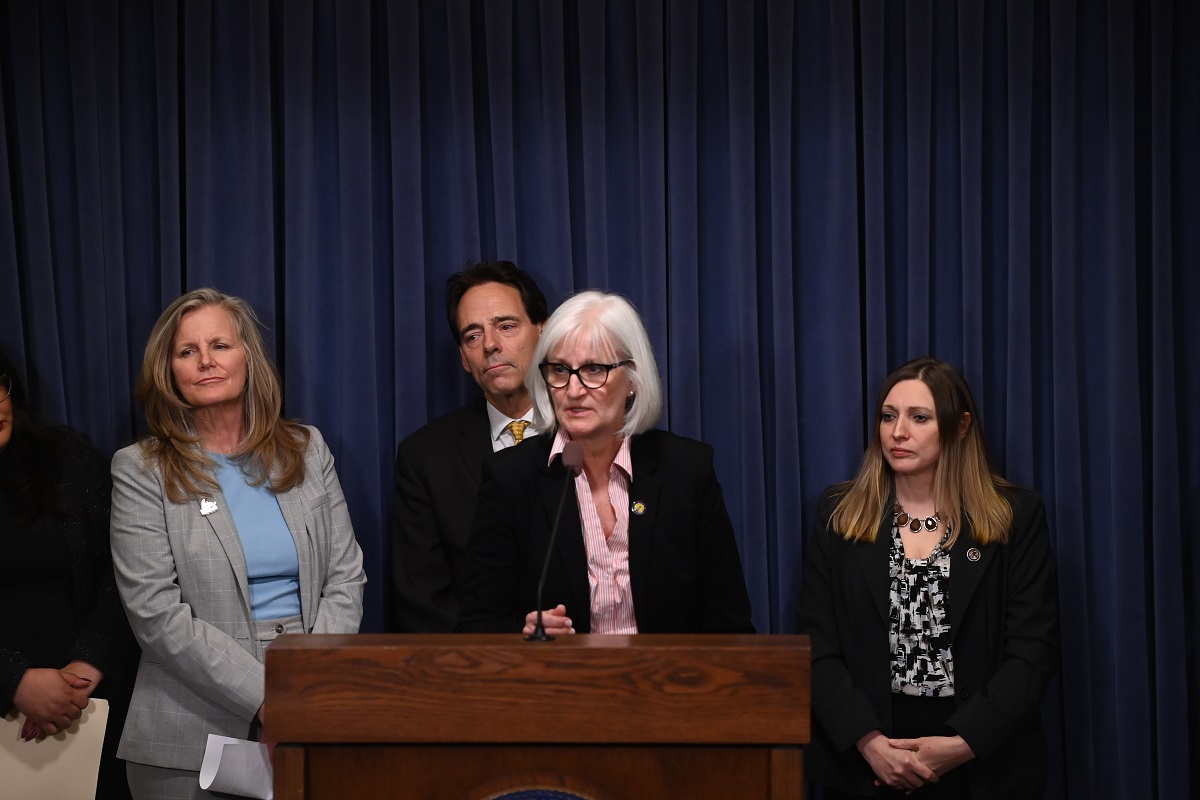 State Senator Mary Edly-Allen speaks at a press conference