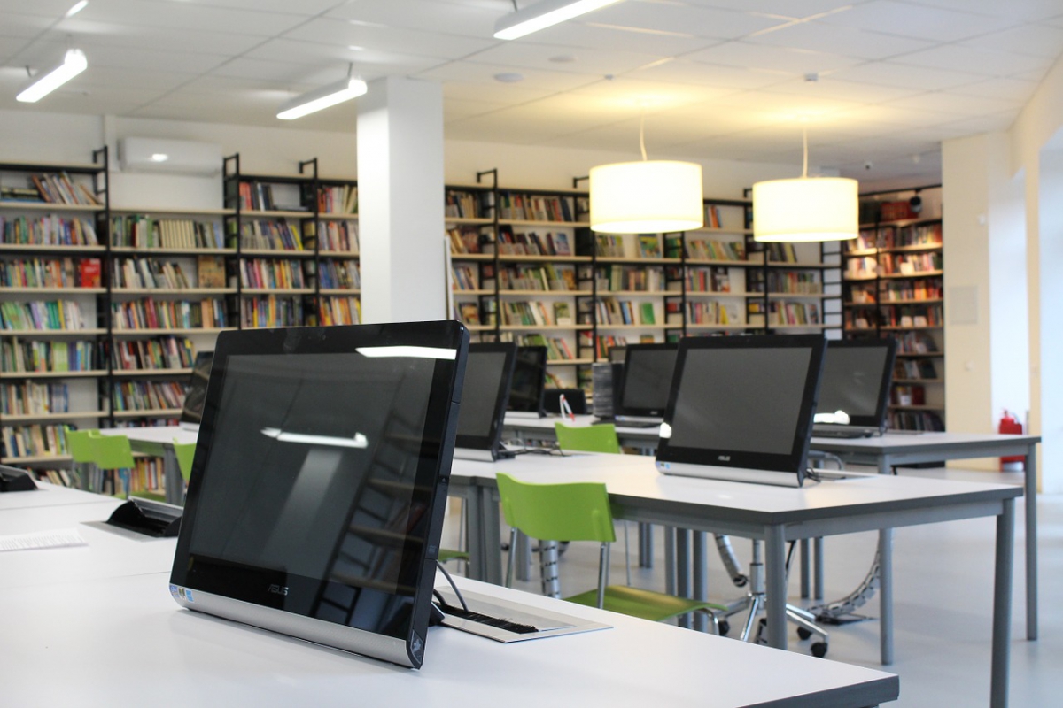 Computer classroom education stock