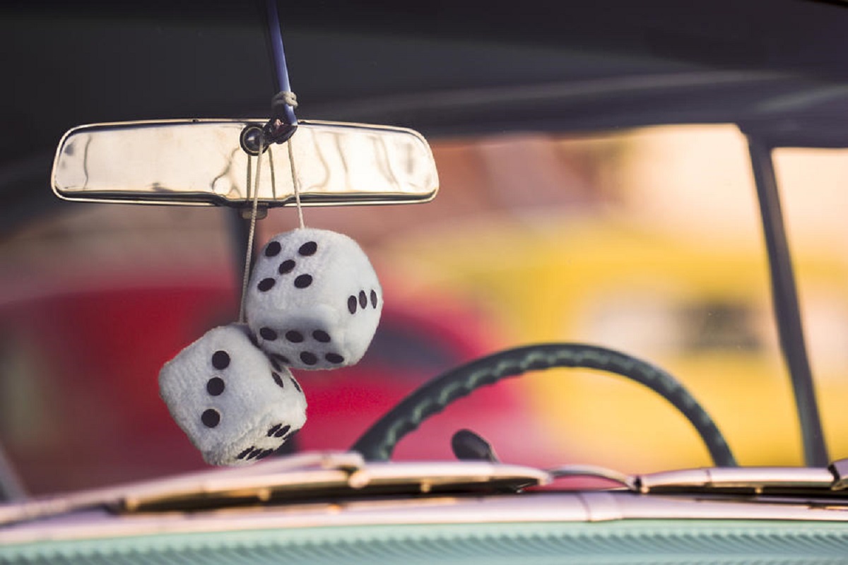 Fuzzy Dice Rearview car mirror