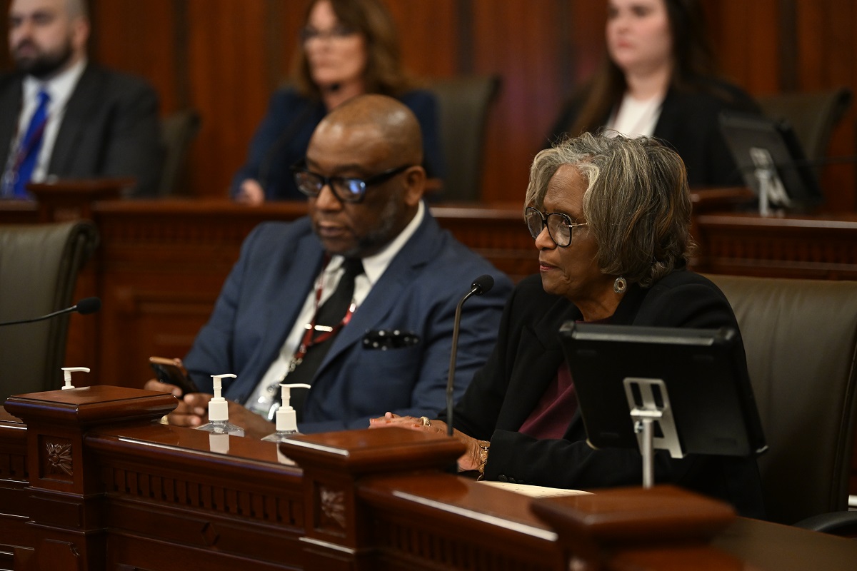 Senator Turner addresses the education committee